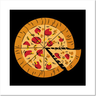 Yummy Mushroom Cheese Pizza Posters and Art